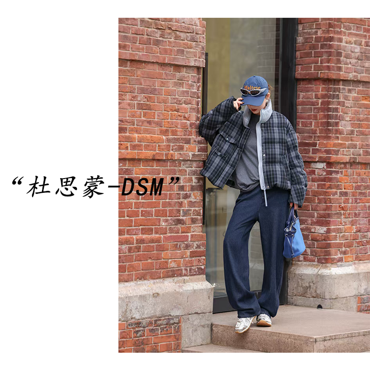 DSM-【格羽甜飒】韩国货！25冬韩系时尚百搭格子羽绒服外套88123-5