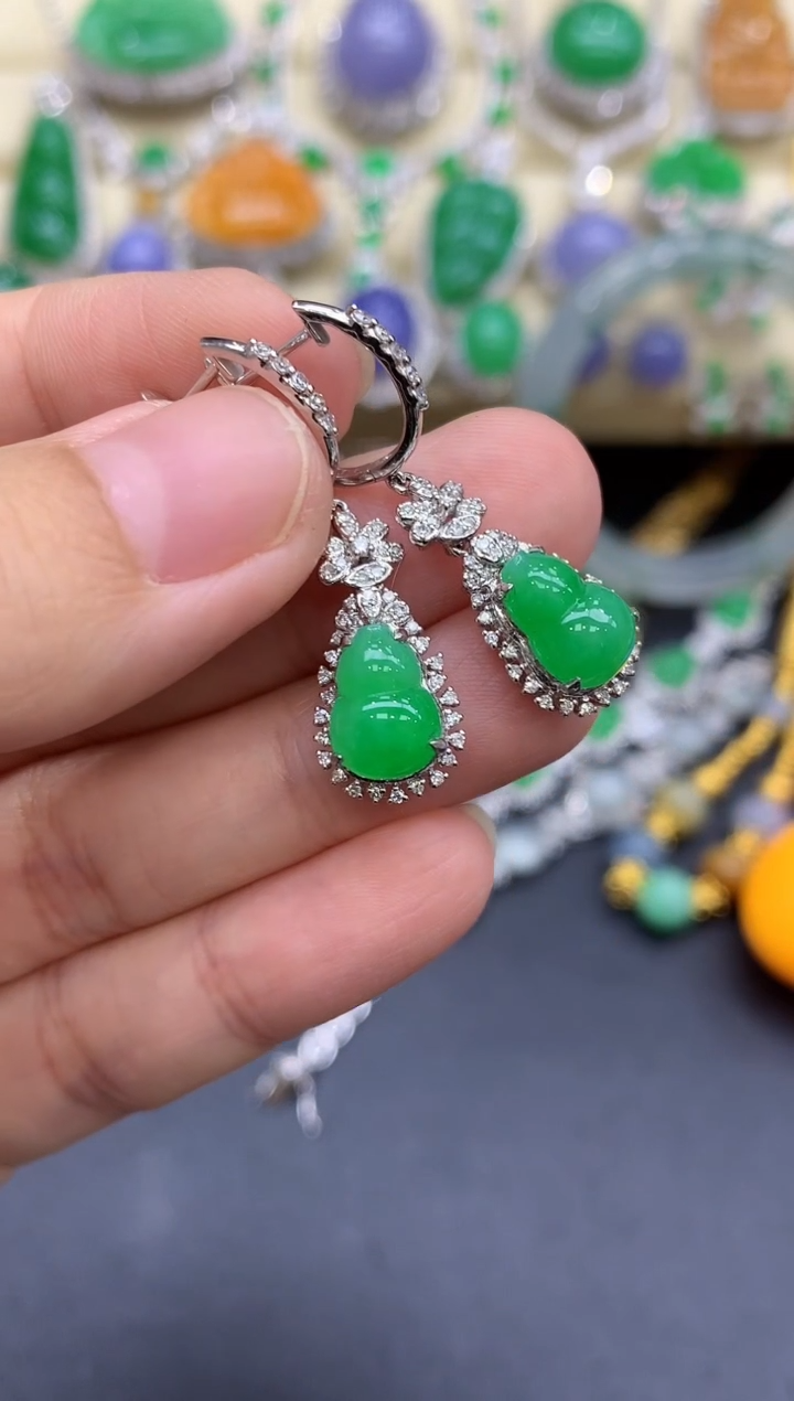 18K金镶嵌翡翠耳饰413-中国好珍宝