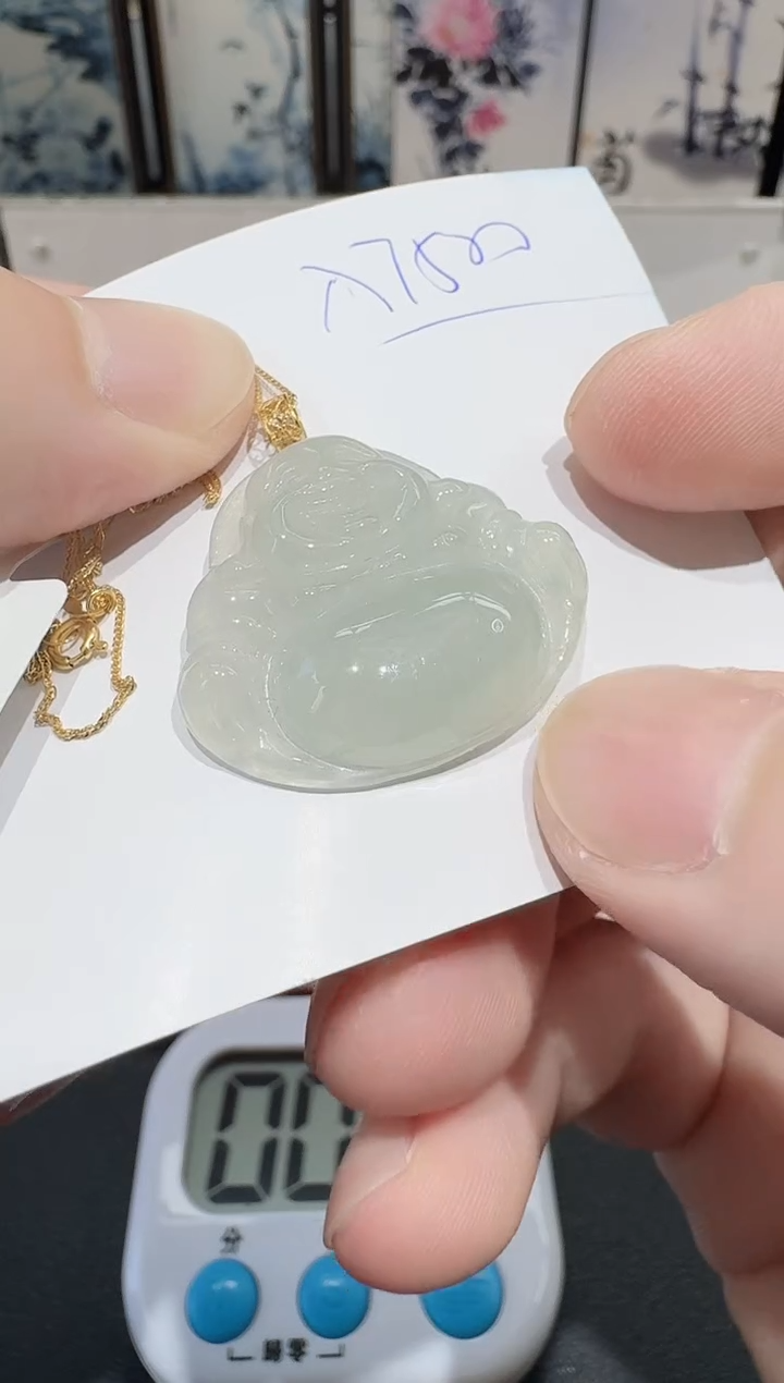 颈饰18K金镶嵌翡翠?****$寄售回流，不退不换