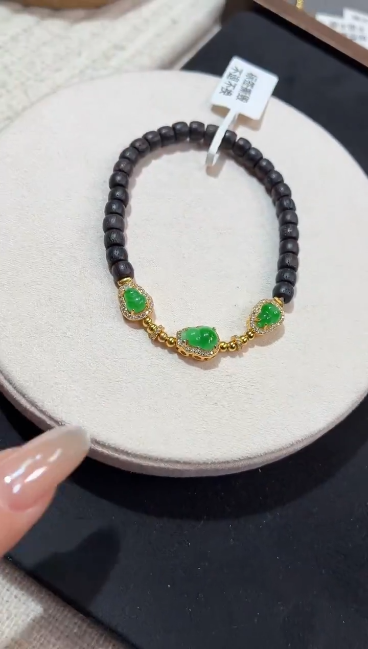 吊坠(不含链)银S925镶嵌翡翠手串