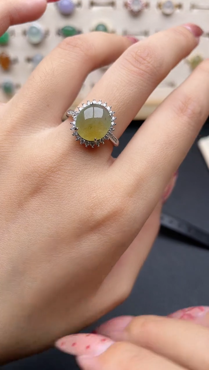 【闪购商品】翡翠戒指银S925镶嵌一物一证一礼盒