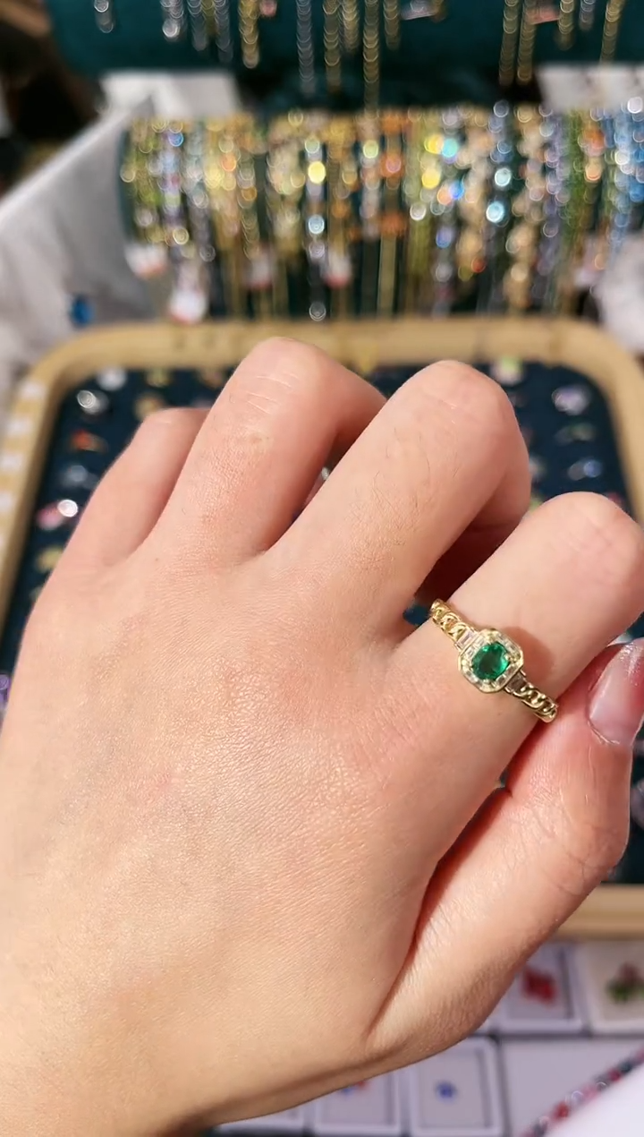 【闪购商品】祖母绿戒指银S925镶嵌Z-012