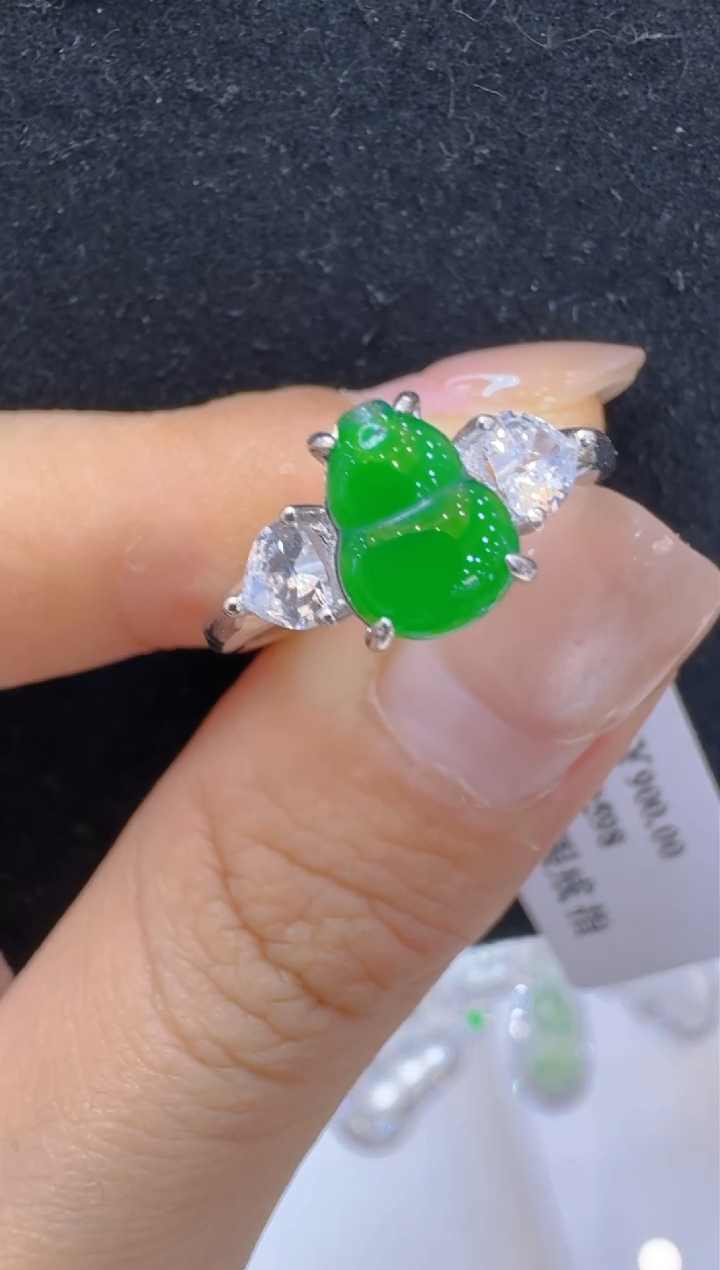 银S925镶嵌戒指翡翠多样性团购发一件