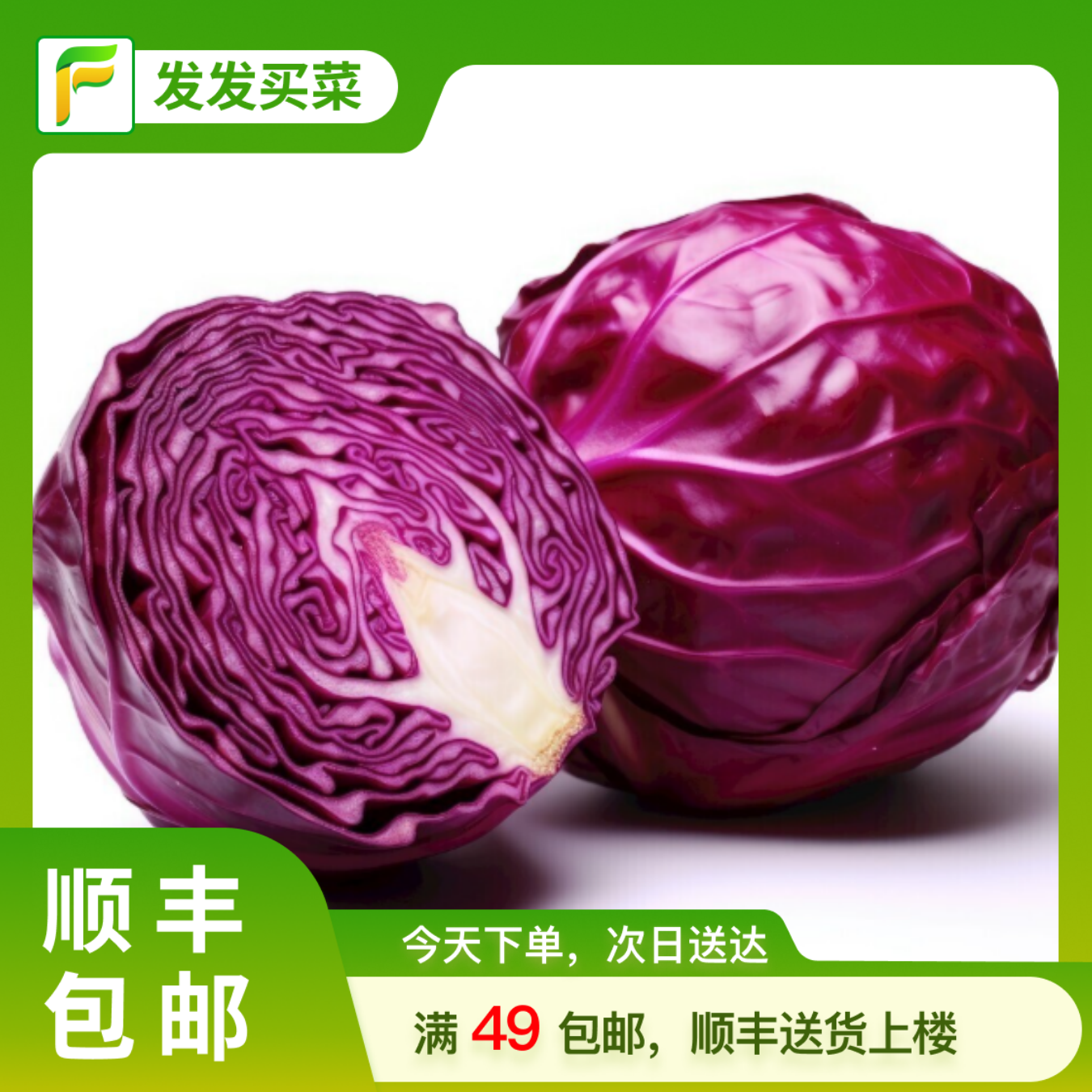 北京直发紫甘蓝约0.8-1.2斤/份（鲜切半个）蔬菜