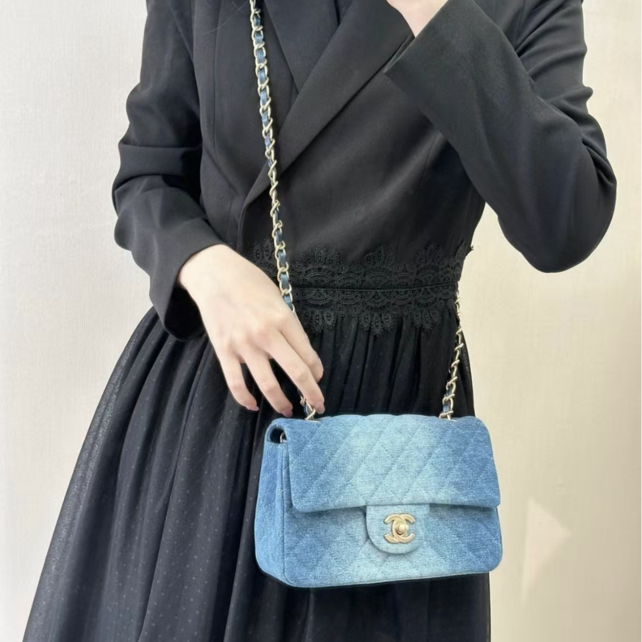 未使用 Chanel/香奈儿 24A牛仔丹宁大mini单肩斜跨包