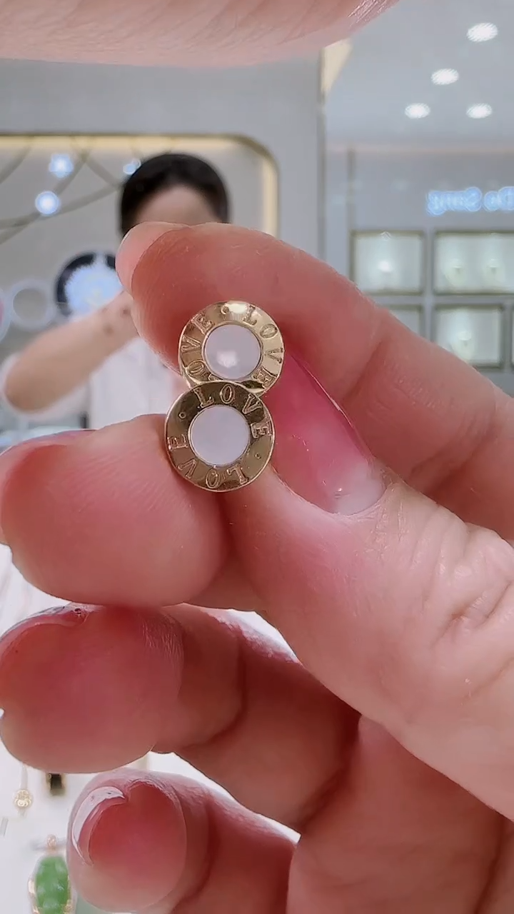 【闪购商品】贝壳（贝母）耳饰18K金镶嵌耳饰