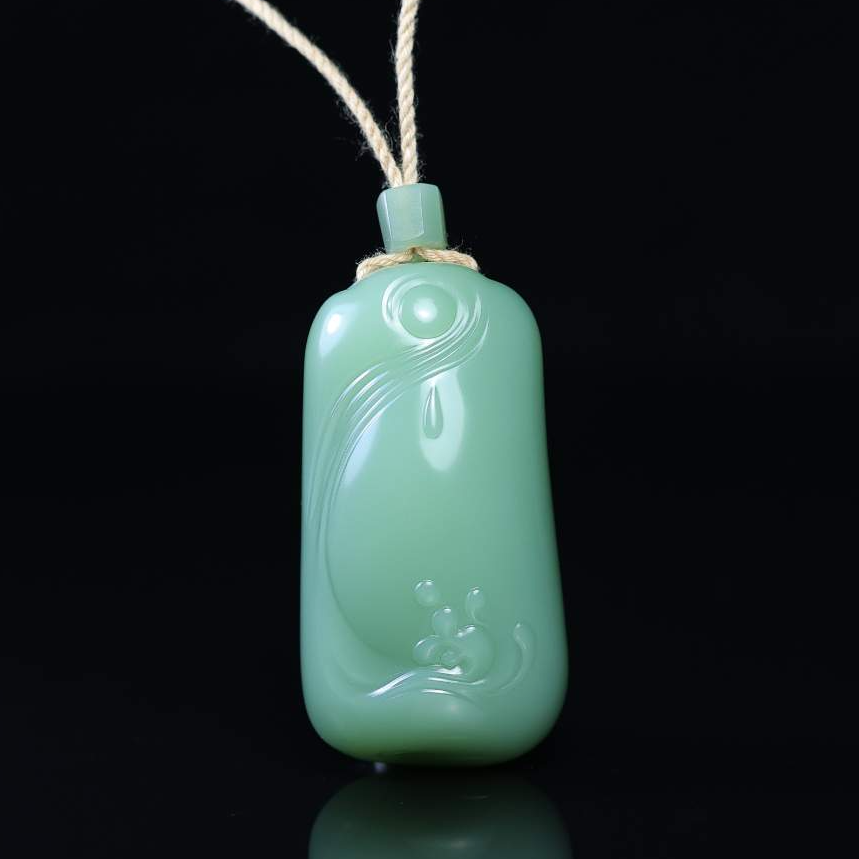 【豫人豫品】 和田玉碧玉上善若水面包牌f14