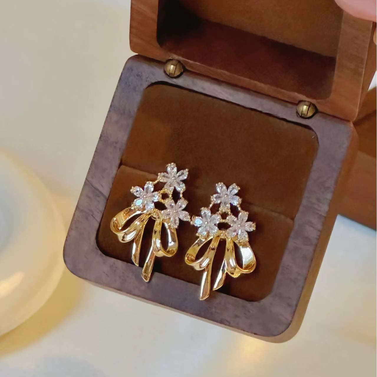 铜合金耳饰 女植物花卉公主风耳钉饰品手工欧若智性风PT0710