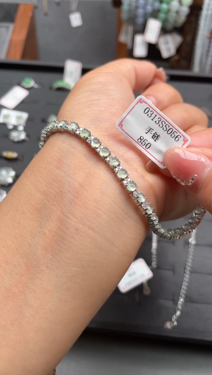 【闪购商品】银S925镶嵌翡翠手链0313SS056