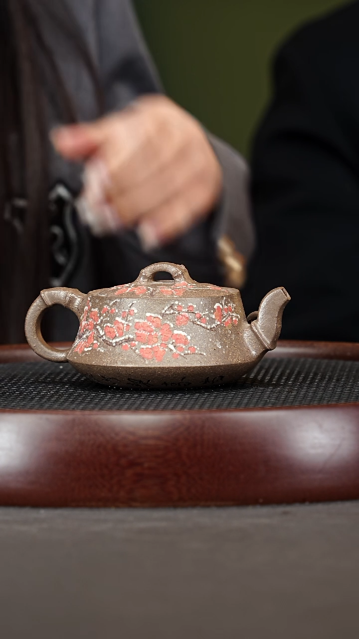 茶壶紫砂14SZY竹曲壶 五彩段泥220cc