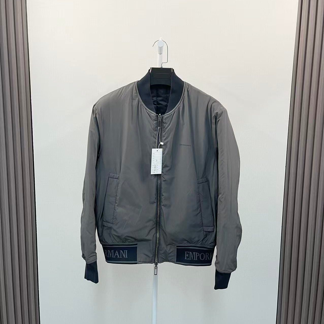 99新 GIORGIO ARMANI/阿玛尼 /双面穿字母logo棉服夹克外套/尺码S
