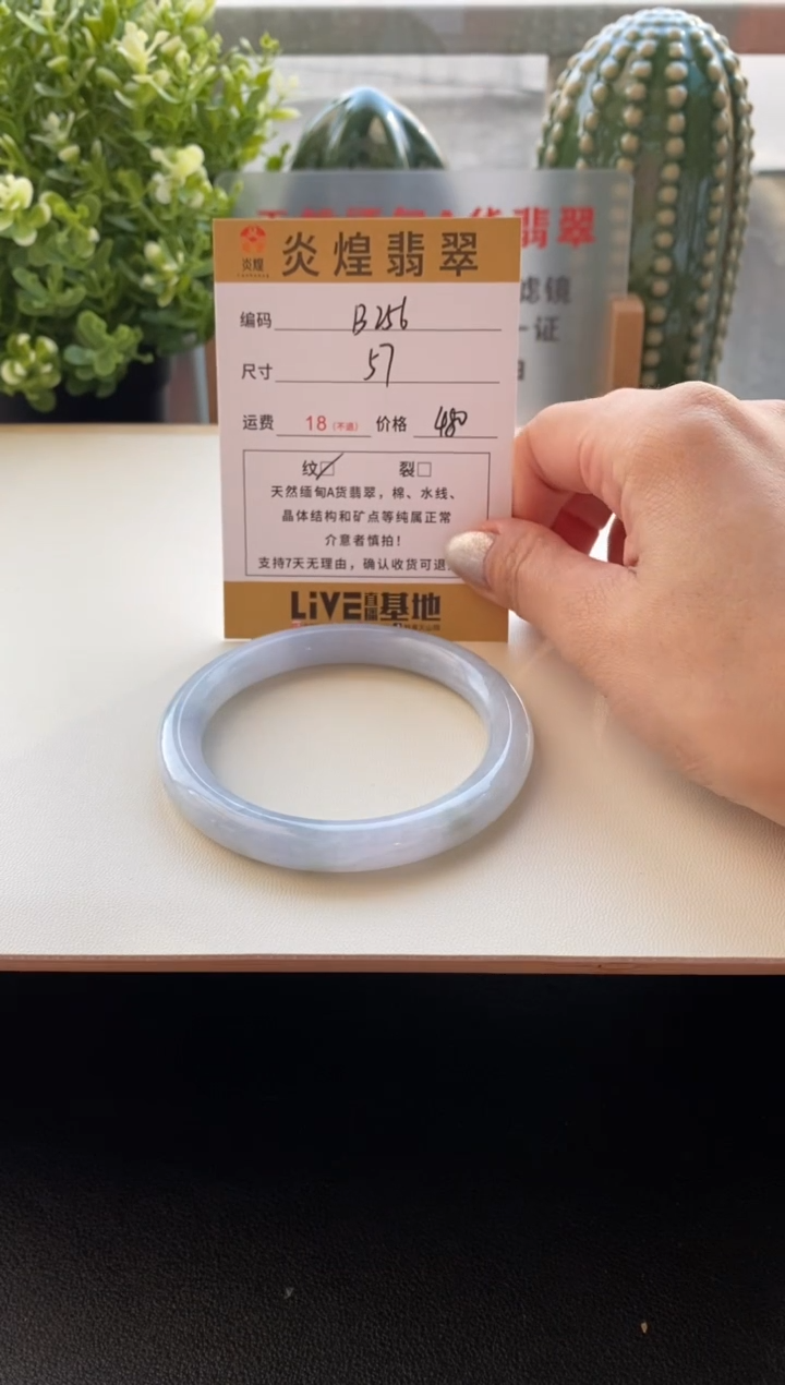 未镶嵌手镯翡翠圈口57编码B256