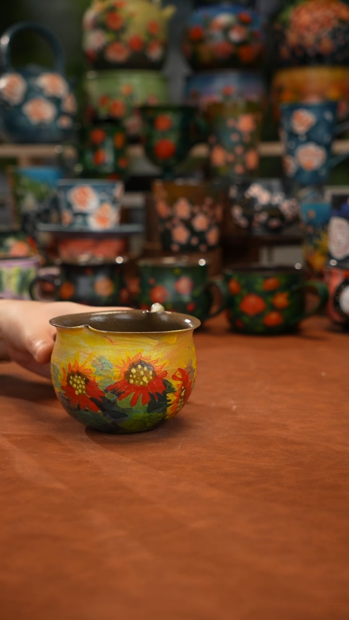 紫砂油画手绘釉下彩