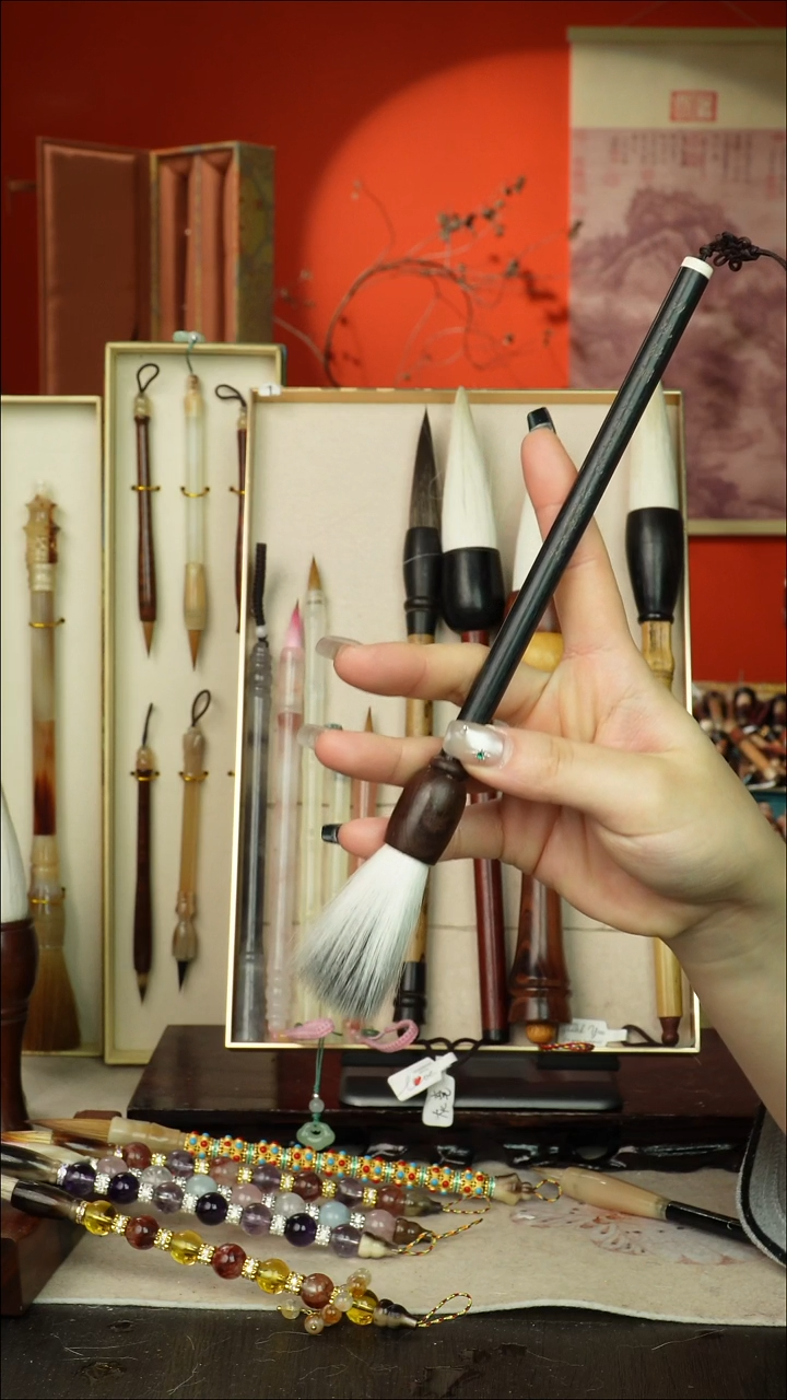 63号闪孤品高货毛笔链接 清水试笔 蘸墨不退