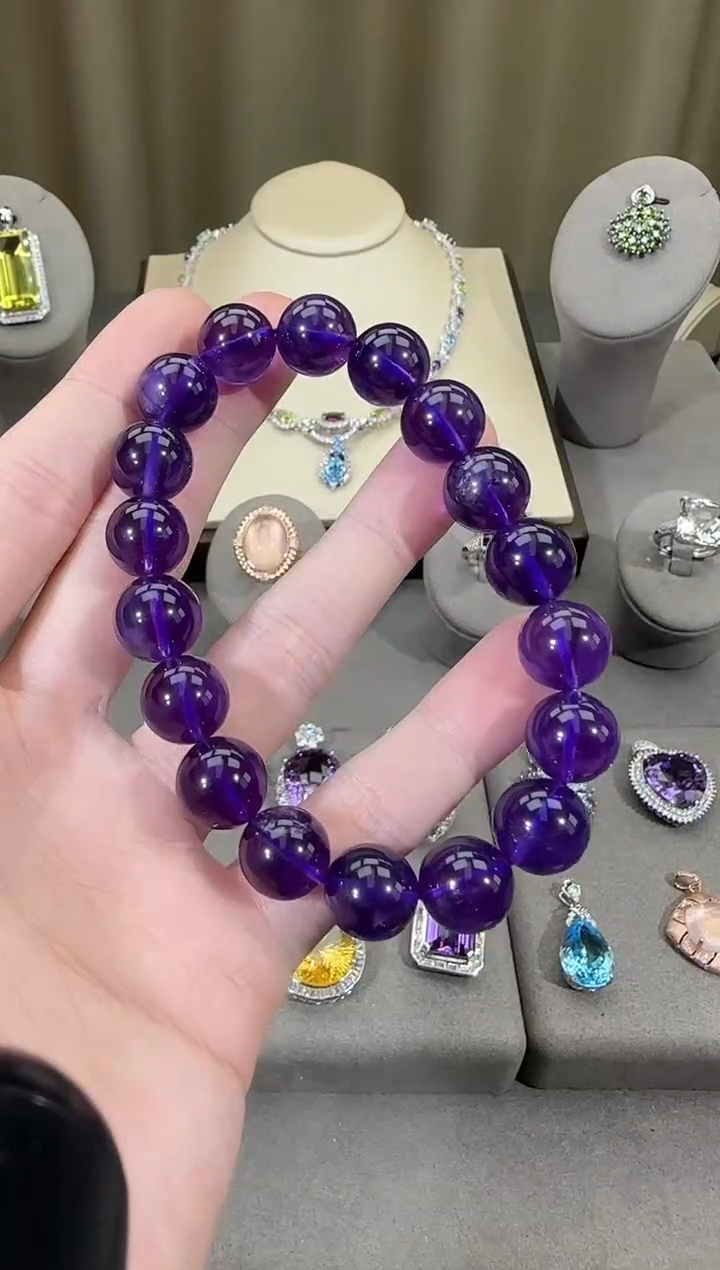 未镶嵌手链紫晶12mm手串