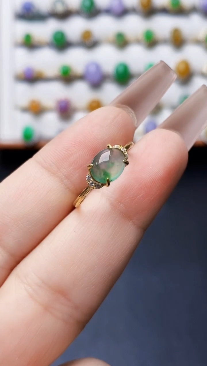 银S925镶嵌戒指翡翠5535