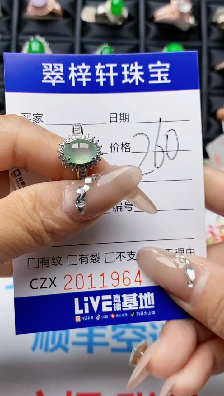 【闪购商品】翡翠戒指银S925镶嵌1964