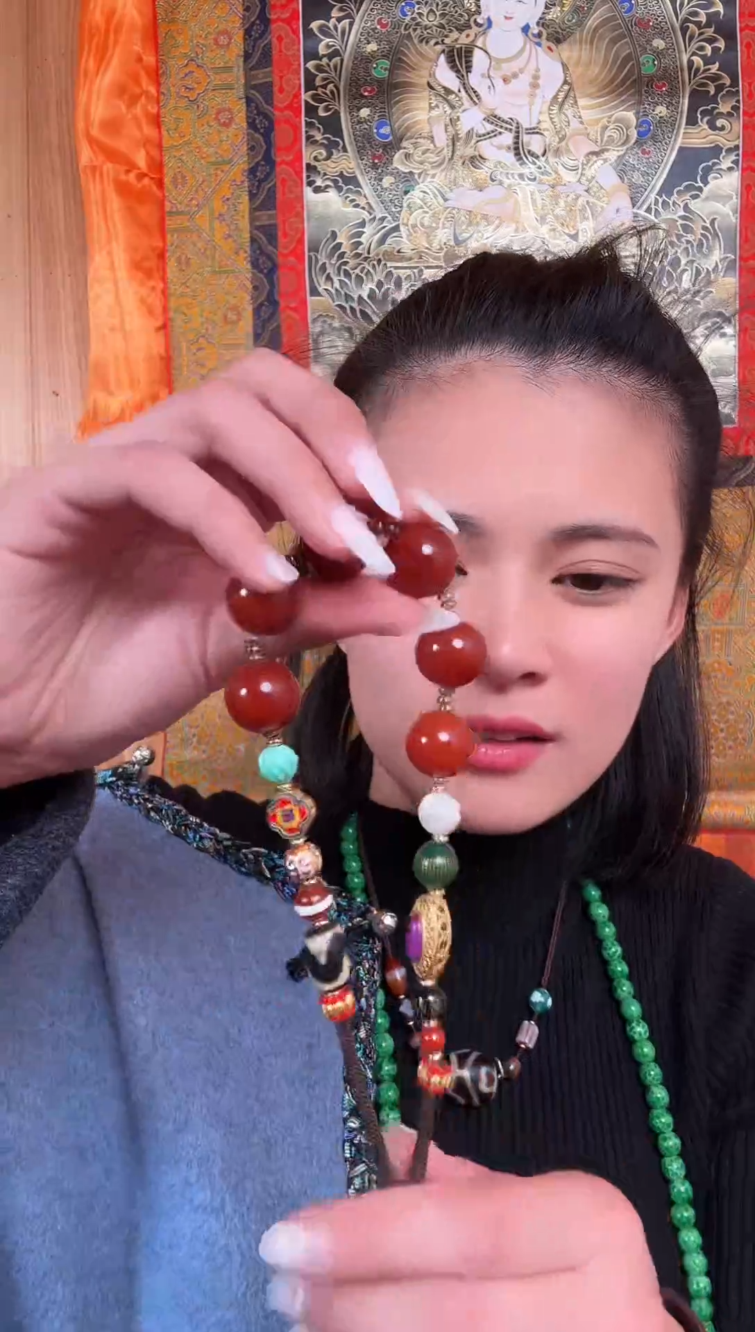 铁合金花岗石藏式风格珠串