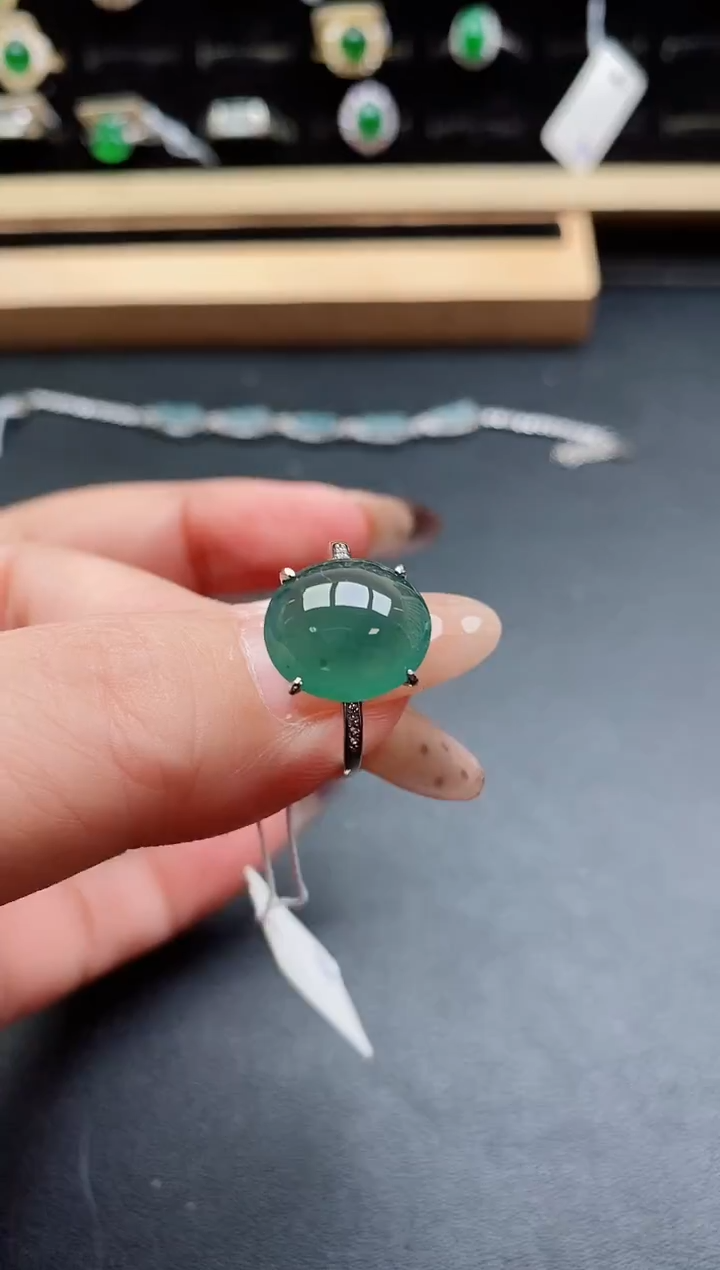 银S925镶嵌戒指翡翠1