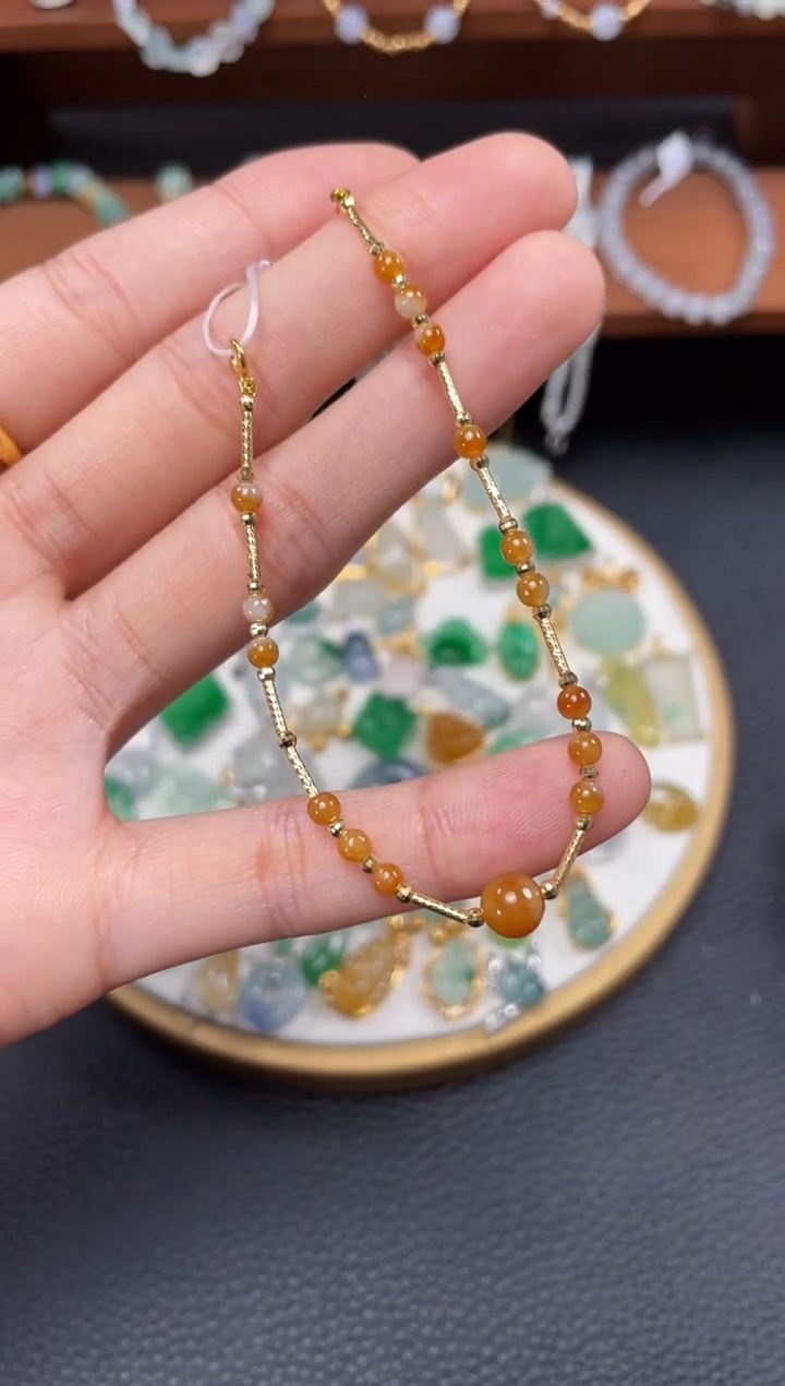 【闪购商品】翡翠套链18K金镶嵌一个  JK719