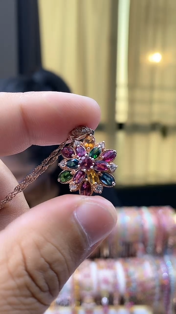 【闪购商品】碧玺吊坠银S925镶嵌574345343543453