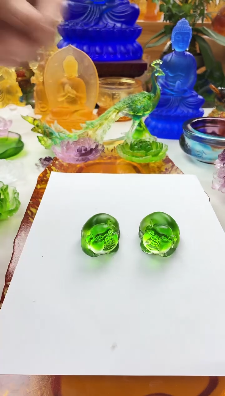 手工艺品琉璃绿色小猪摆件6*4.5公分*2个
