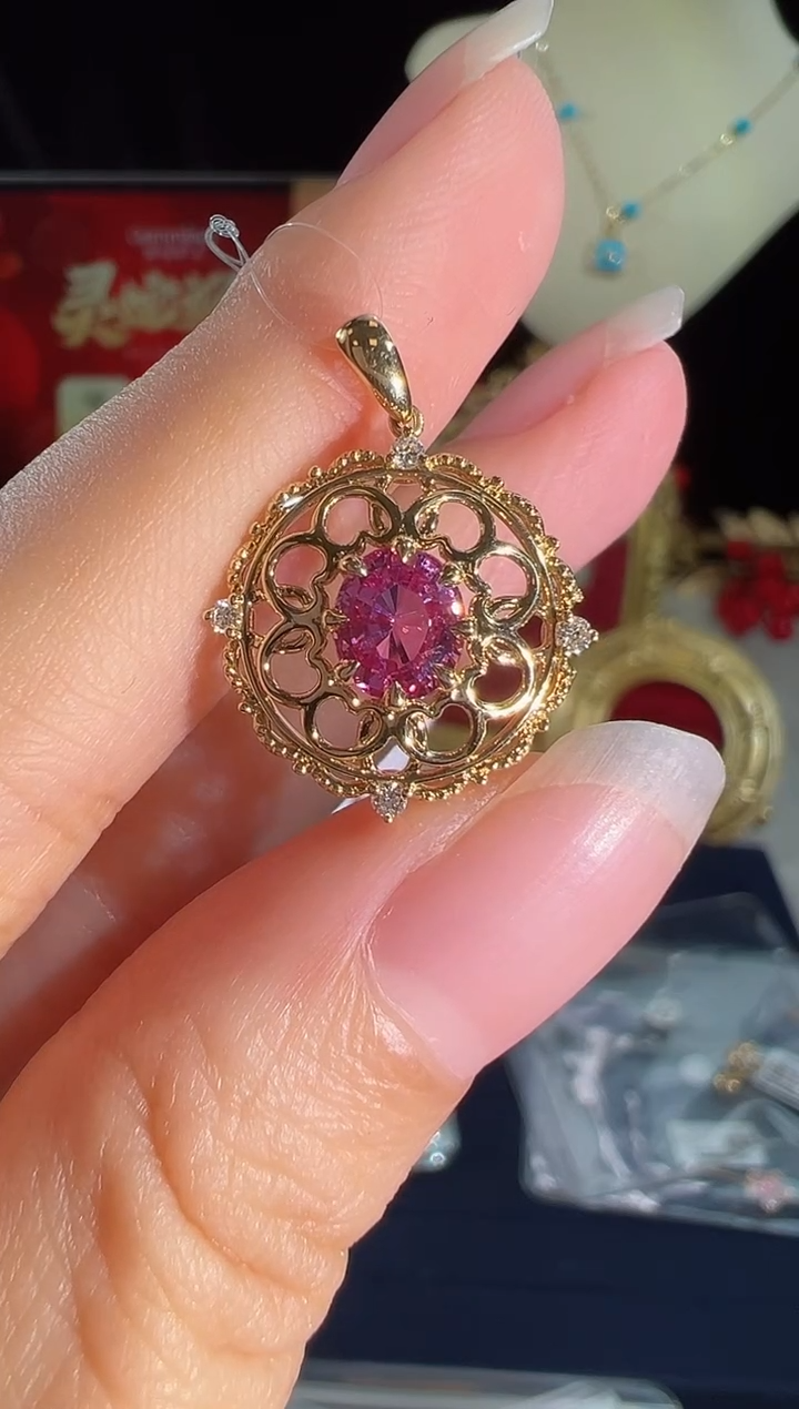 【闪购商品】彩色蓝宝石颈饰18K金镶嵌BN18006#-Y#16