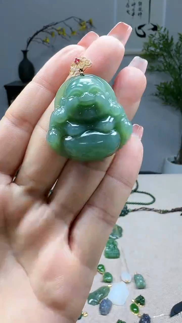 吊坠(不含链)18K金镶嵌和田玉1