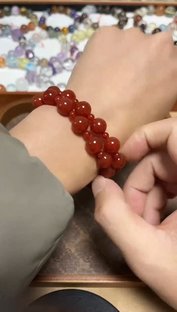 未镶嵌手链水晶24-30红玛瑙手串