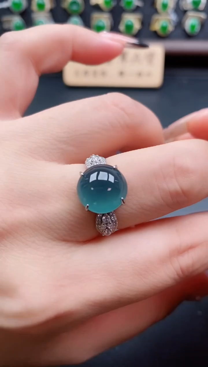 银S925镶嵌戒指翡翠1