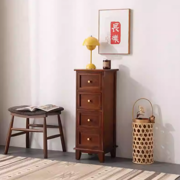 35*30*80cm浅胡桃4抽斗柜简约抽屉式边角柜超窄