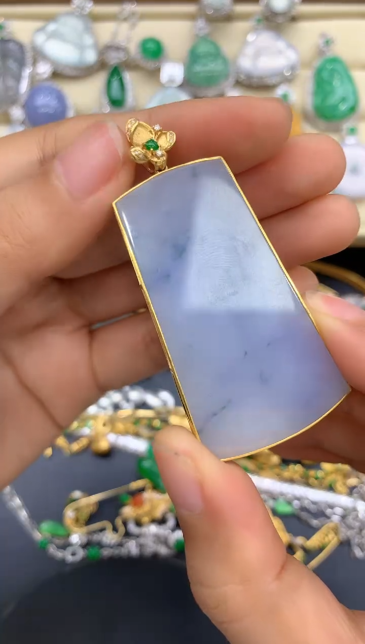 翡翠18K金镶嵌颈饰392-中国好珍宝