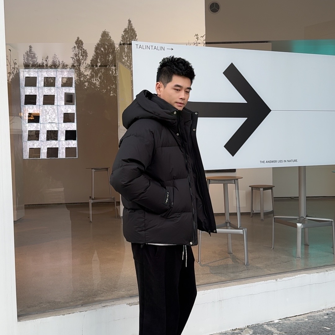 (新国标大朵白鸭绒）极寒加厚连帽免洗羽绒服男 肌理纹