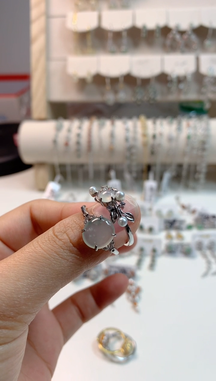 翡翠银S925镶嵌戒指1号