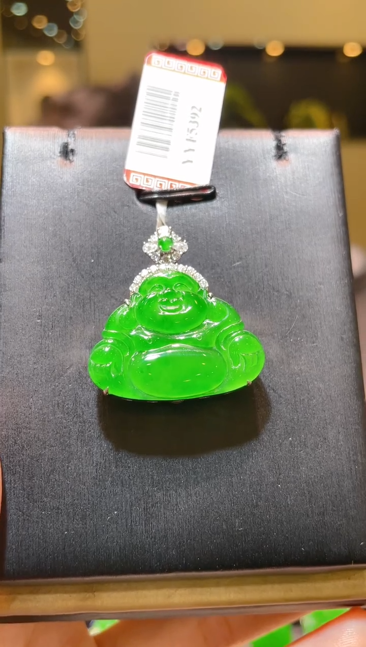 【闪购商品】翡翠吊坠(赠链)18K金镶嵌A41