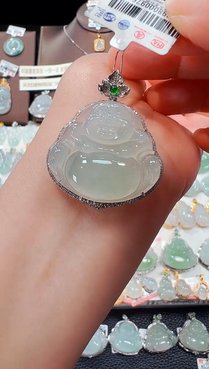 【闪购商品】翡翠吊坠(不含链)18K金镶嵌佛公吊坠976