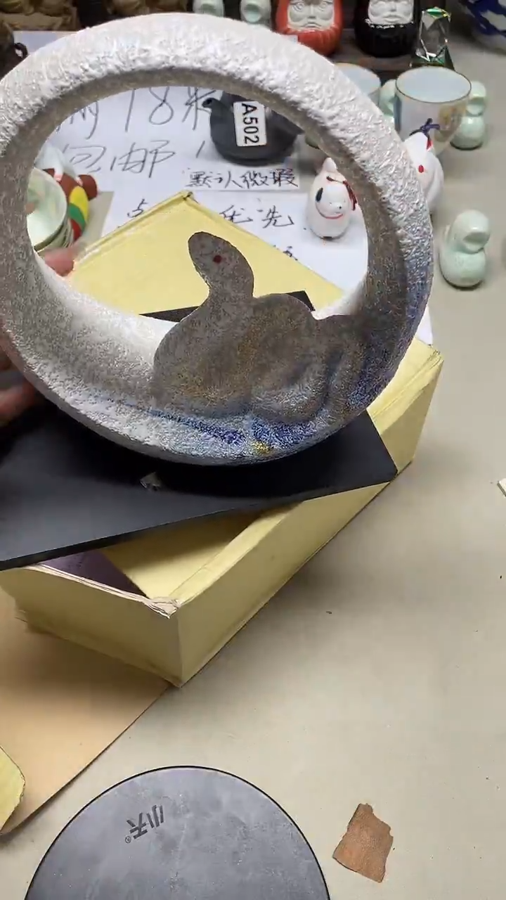 瓷片巳蛇摆件+++++