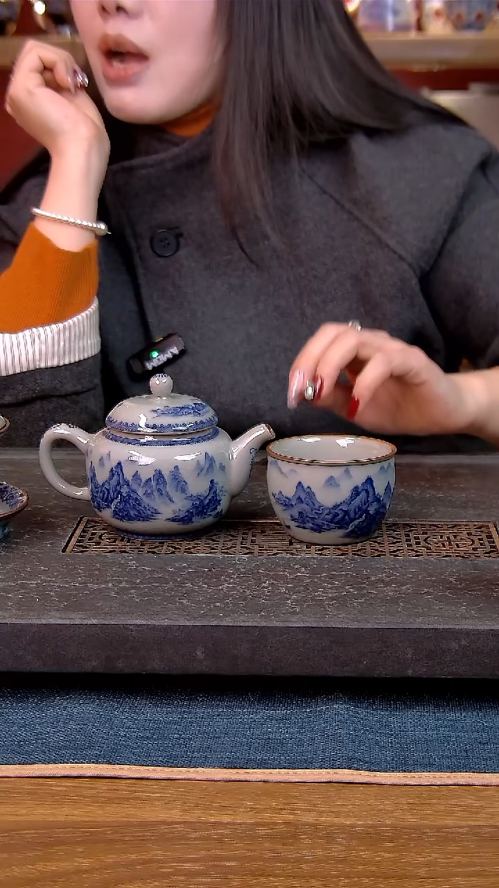 简装家用款2件套 老陶泥开片纹陶瓷茶具