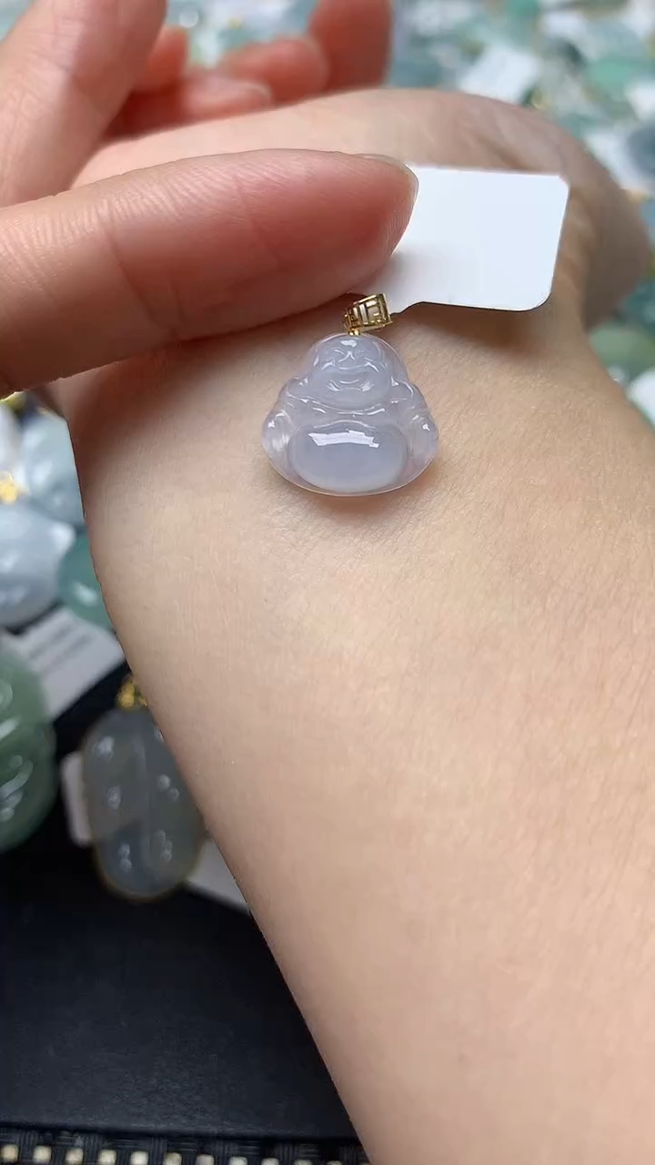 颈饰18K金镶嵌翡翠天然缅甸A货翡翠