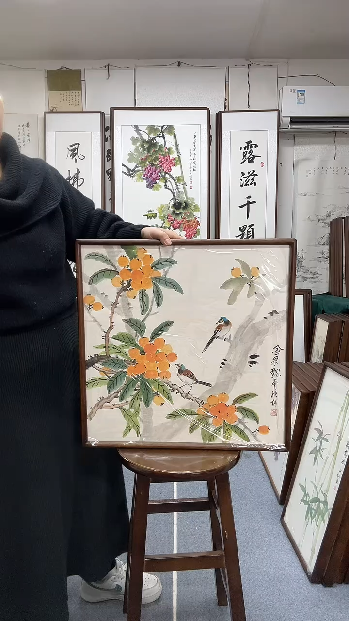 国画尺寸52*52实木画框京东包邮手绘