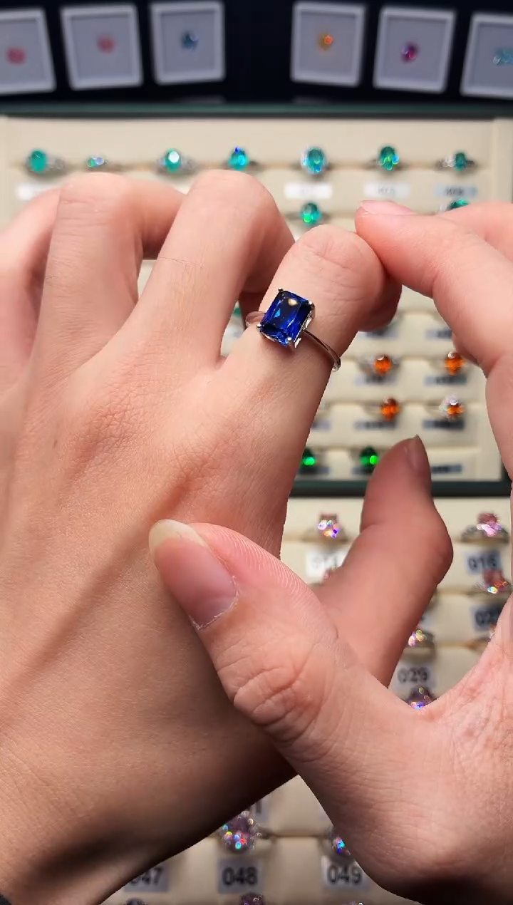 戒指蓝宝石银S925镶嵌1888