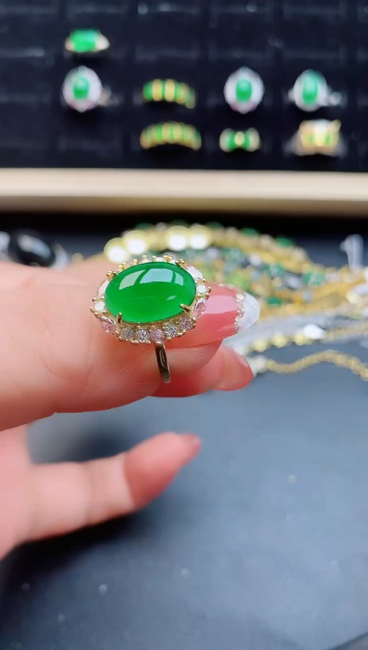 【闪购商品】翡翠戒指银S925镶嵌12121