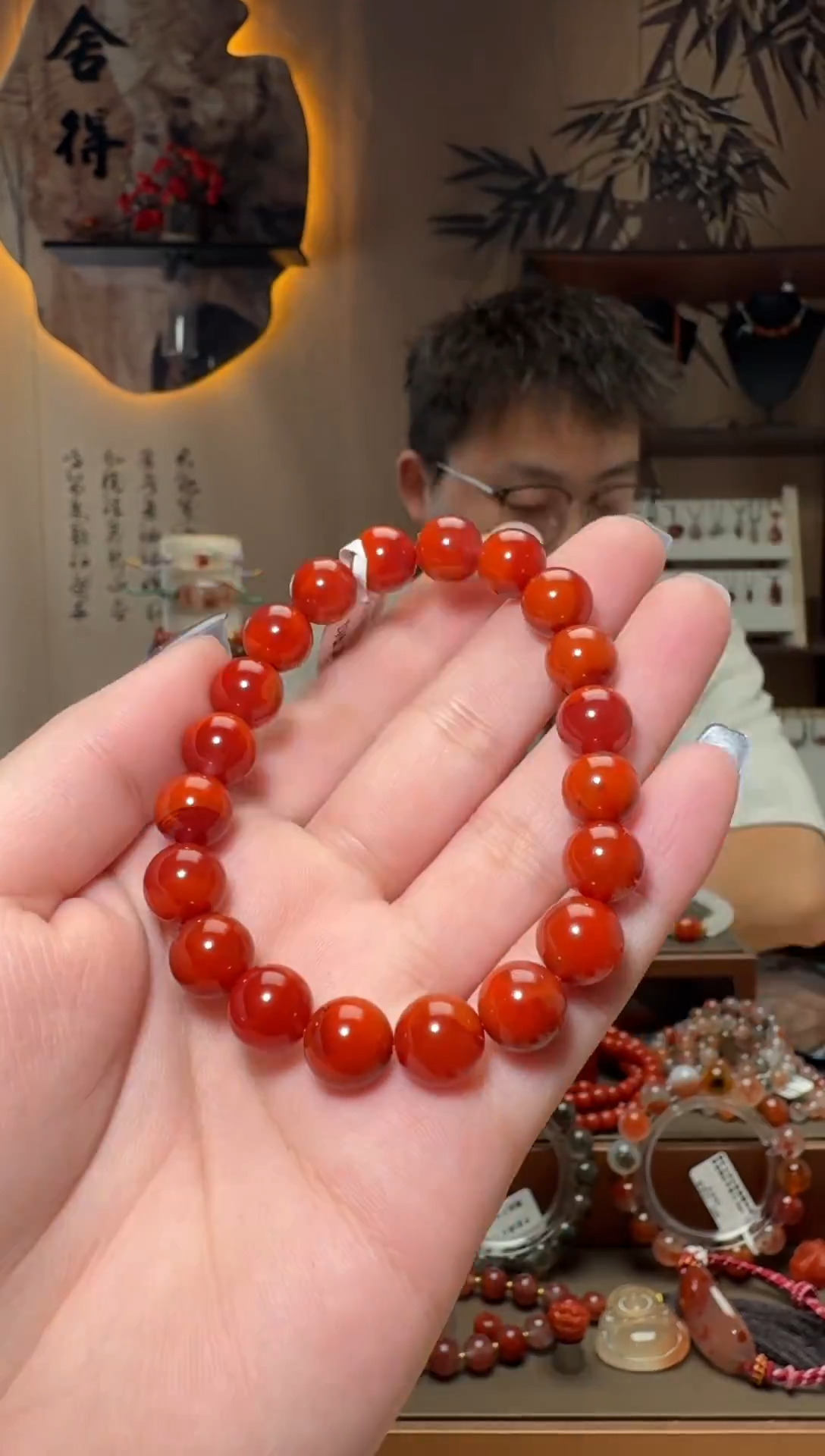 未镶嵌原矿无优化无注胶手串南红玛瑙一条9.5mm+ 