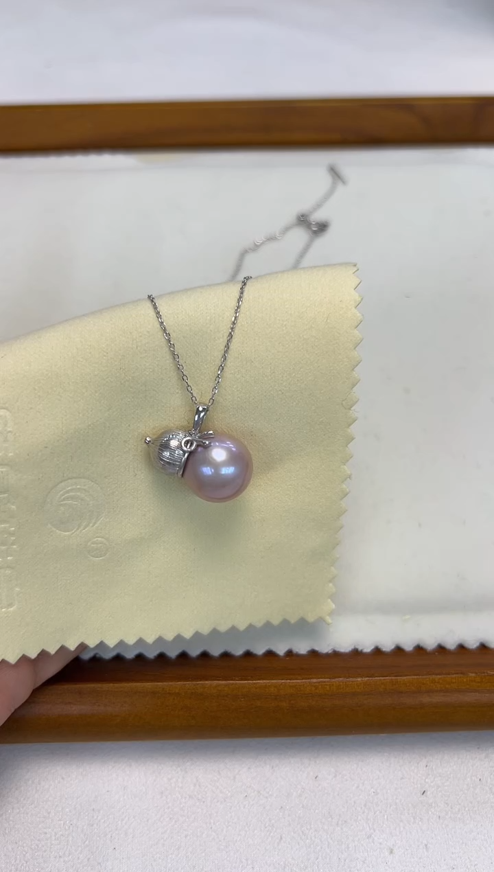 颈饰银S925镶嵌淡水珍珠彩珠吊坠
