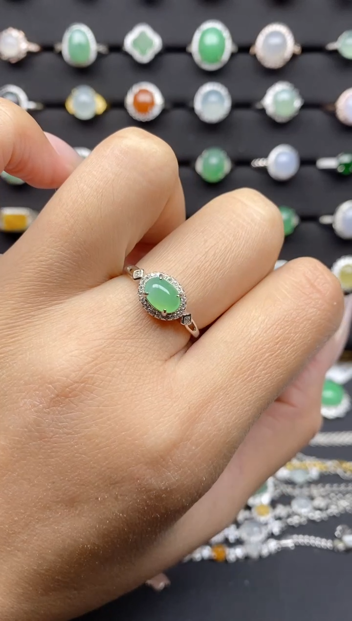 【闪购商品】翡翠戒指银S925镶嵌 S925银镶嵌翡翠戒指