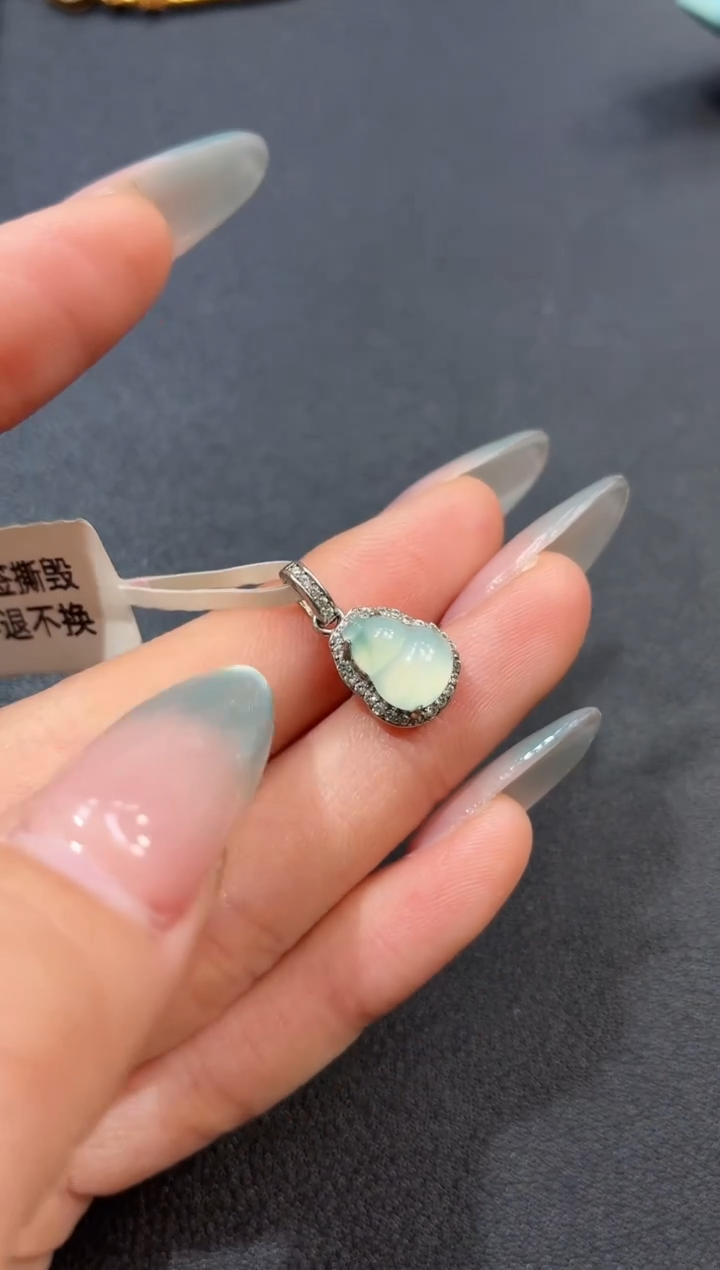 吊坠(不含链)银S925镶嵌翡翠吊坠