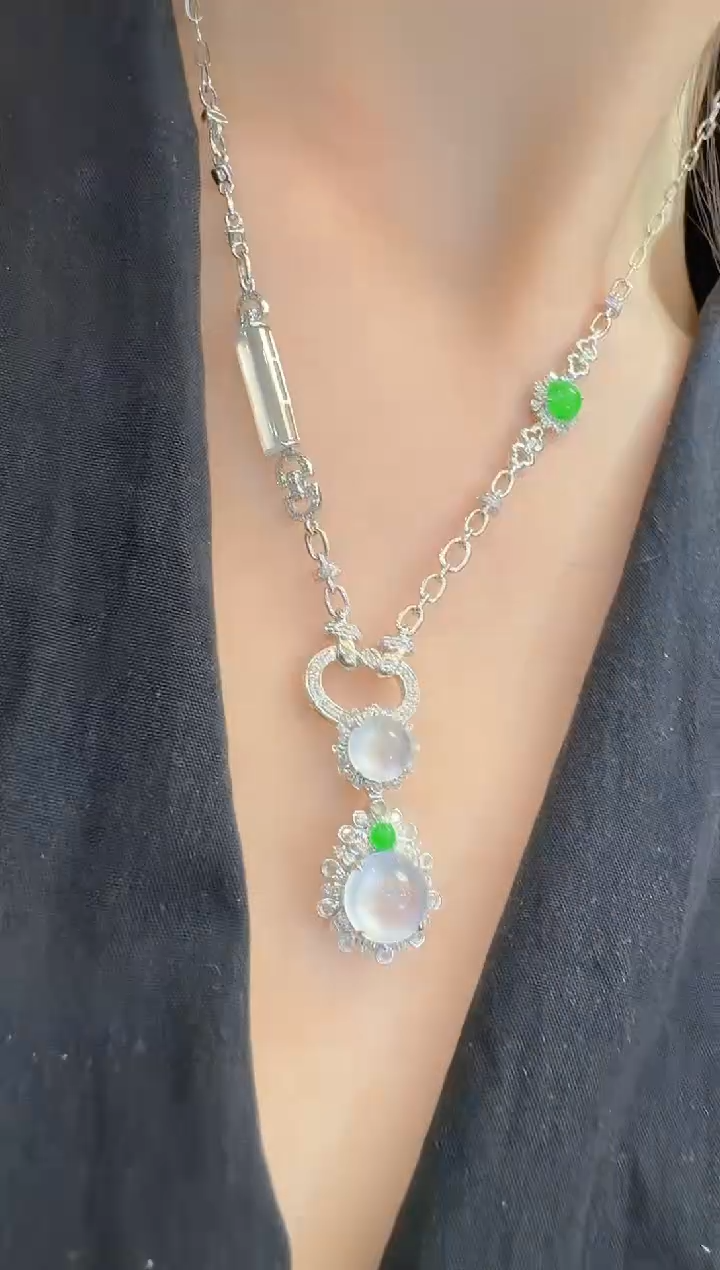 翡翠18K金镶嵌套链多样性团购发一件