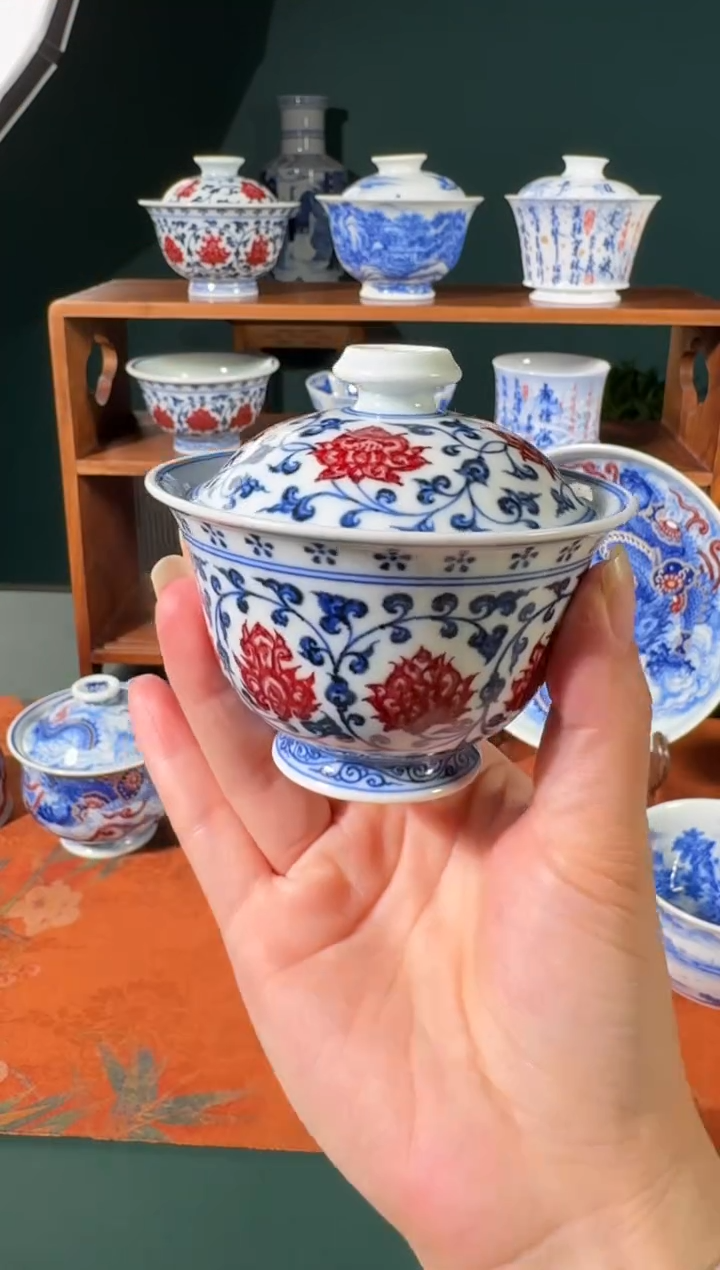 【闪购商品】杯永明尚玩青花缠枝盖碗