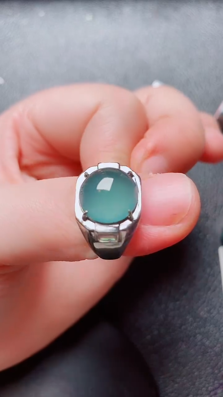 翡翠戒指银S925镶嵌翡翠