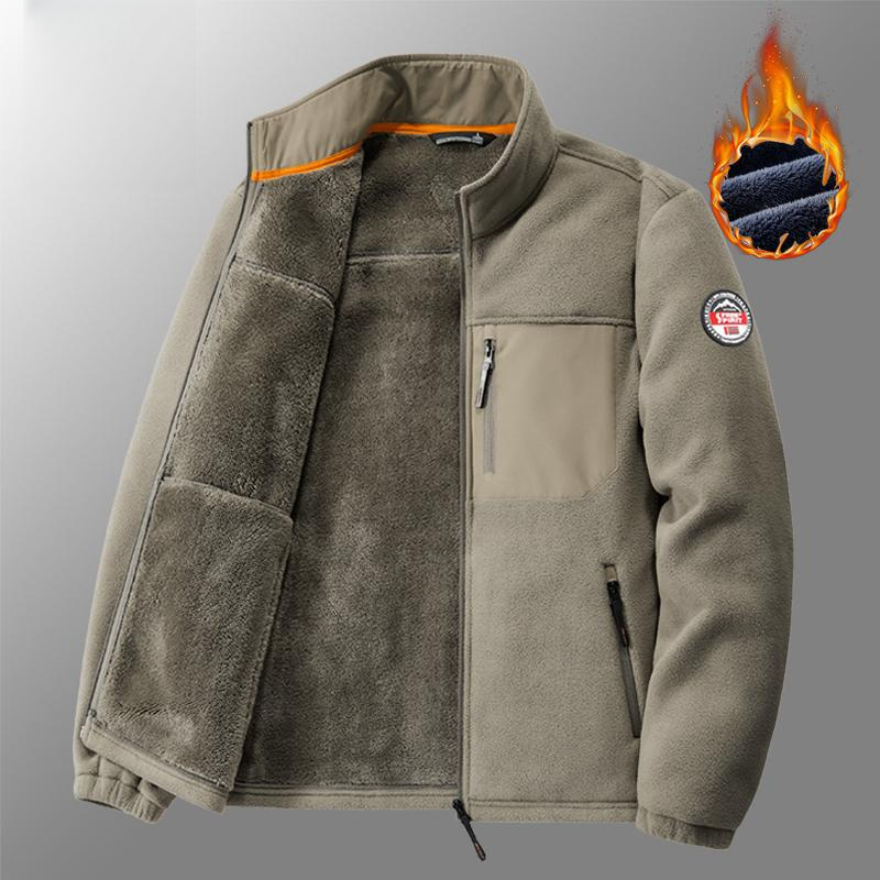 双面绒秋冬季男士抓绒衣宽松立领摇粒绒外套加绒加厚保暖内搭外传